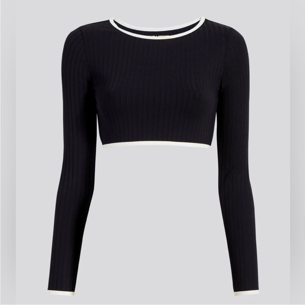 NWT Solid & Striped Nola Ribbed Rashguard Noir - Picture 5 of 7